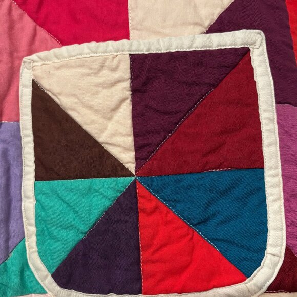 Handmade Quilted Jacket Coat Cotton XS-Small Pink Blue Purple Cropped - Picture 10 of 11